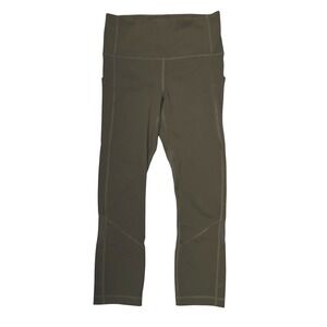 Lululemon Pace Rival HR Crop 22" Leggings Dark Olive Green 4 Pockets Athleisure